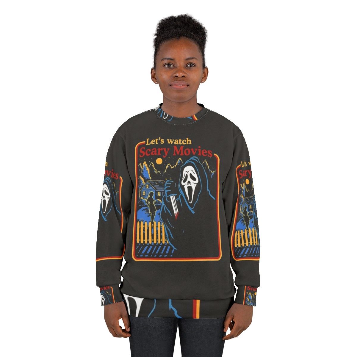 Scary movies scream horror sweatshirt for horror movie fans - women