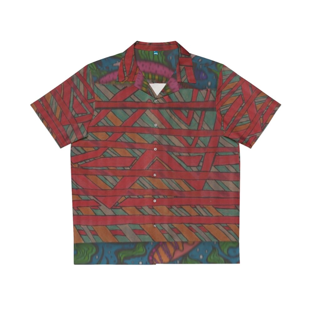 Vibrant Hawaiian shirt with abstract patterns and not smooth jazz design