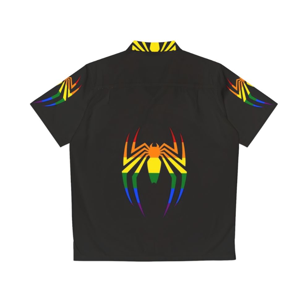 Spider Symbol Rainbow Hawaiian Shirt - Superhero, Gaming, Comic Book Inspired Design - Back