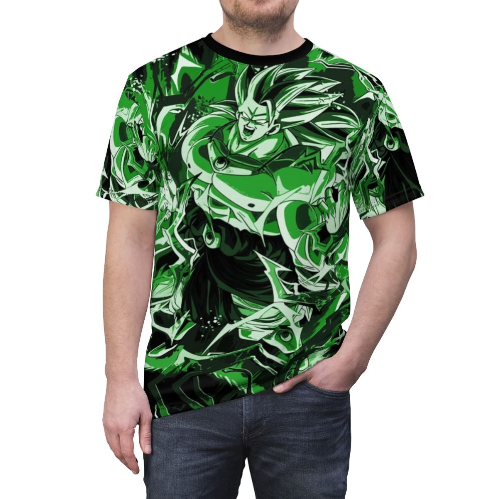 Broly-inspired anime t-shirt featuring the powerful Saiyan warrior - men front