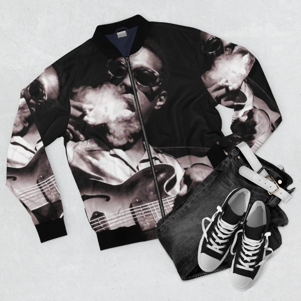 Jazz inspired Grant Green bomber jacket - Flat lay