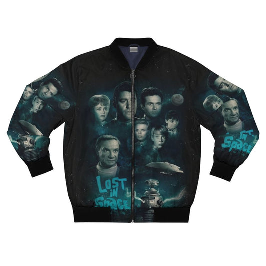 Lost in space bomber jacket with robot and alien design