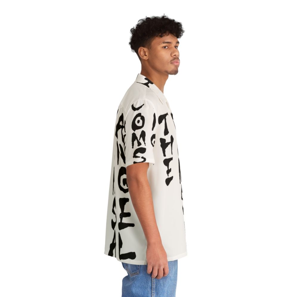 Comsat Angels 80s inspired black and white minimal Hawaiian shirt - People Pight