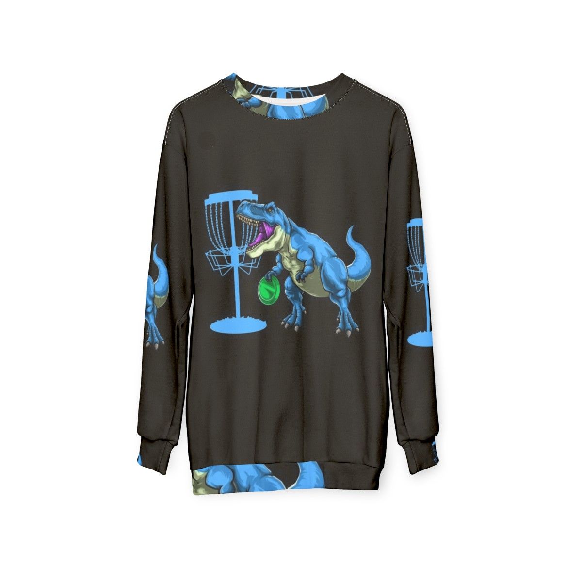 Disc Golf Dinosaur Sweatshirt - hanging