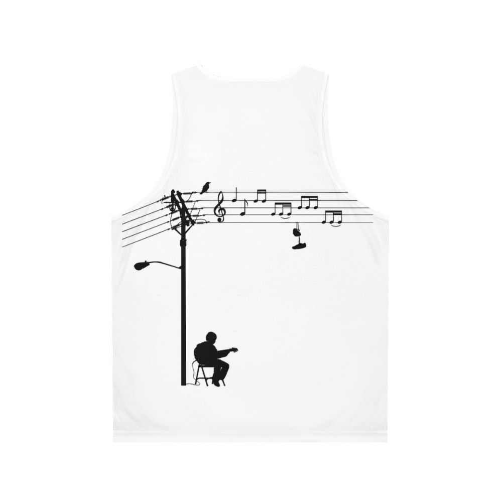 Retro unisex tank top with a funky music-inspired design - Back