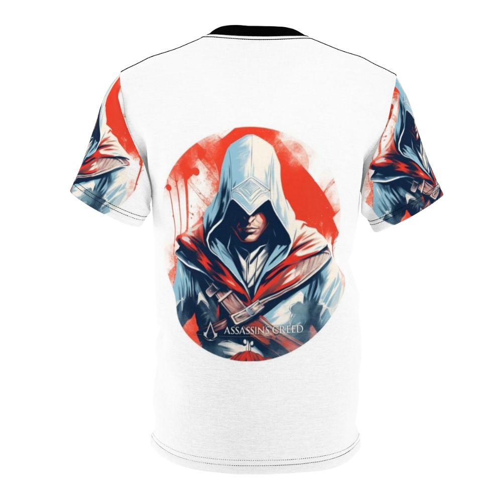 Assassin's Creed inspired medieval fantasy warrior computer painting graphic on a t-shirt. - Back