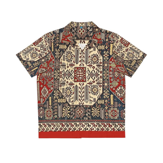 Armenian Folk Art Hawaiian Shirt with Forget-Me-Not Flowers