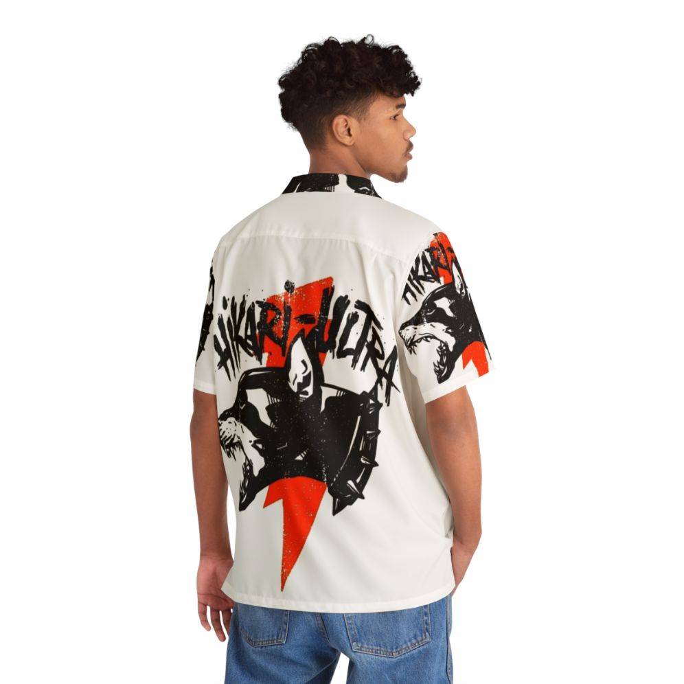 Thunder Dog Hawaiian Shirt with Red Grunge and Vintage Style Design - People Back