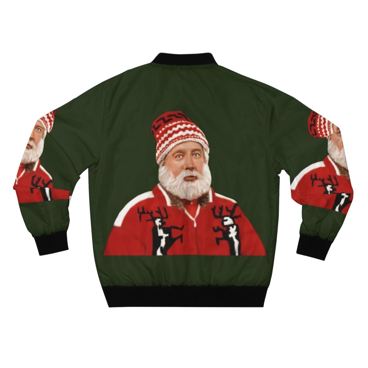 Tim Allen as Santa Claus in a digital painting portrait on a bomber jacket - Back