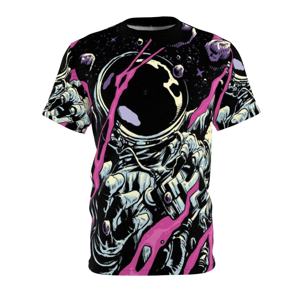 Outer Limits inspired t-shirt with galaxy, comet, and asteroid print design