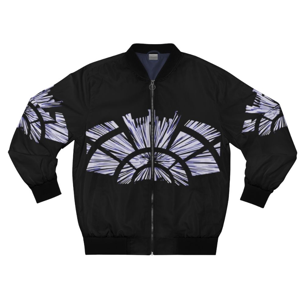 A vintage-inspired bomber jacket featuring Star Wars characters and imagery.