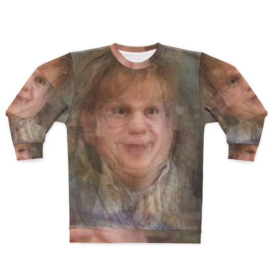 Chris Farley portrait sweatshirt design featuring experimental fan art