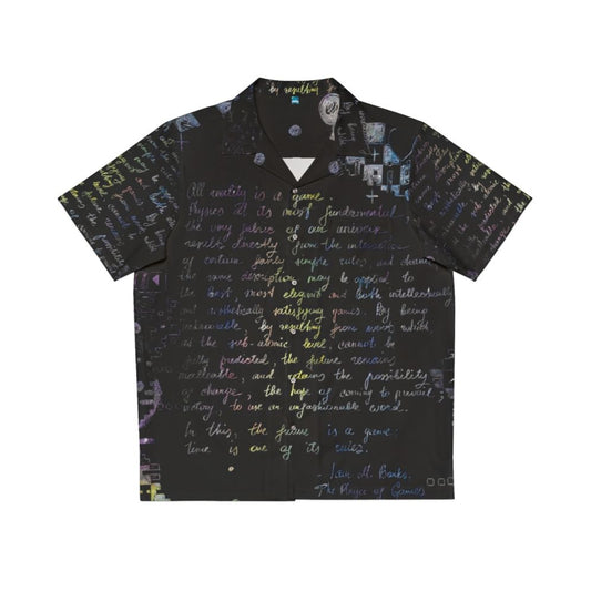 The Player of Games' sci-fi inspired Hawaiian shirt with chess board and handwritten design