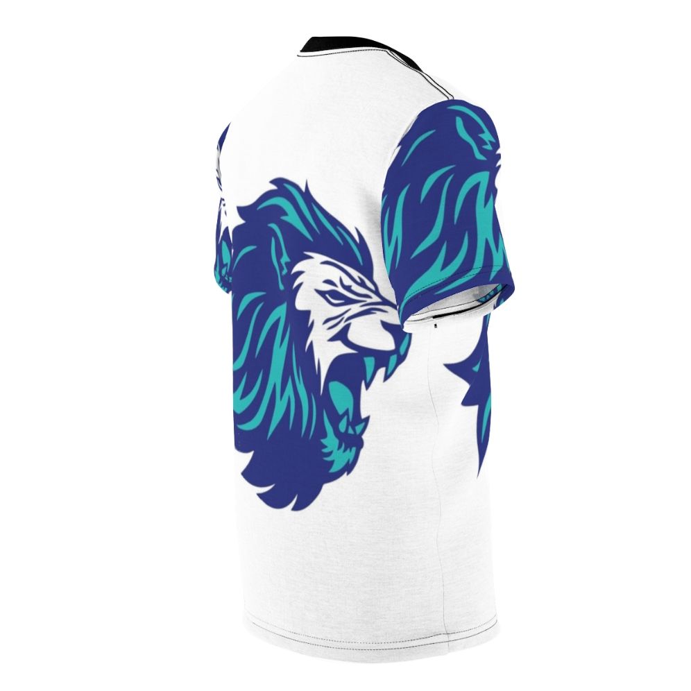 Blue lion graphic on a high-quality t-shirt - men right