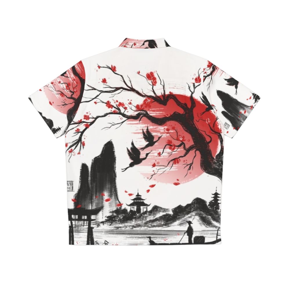 Japanese Hawaiian floral landscape shirt - Back