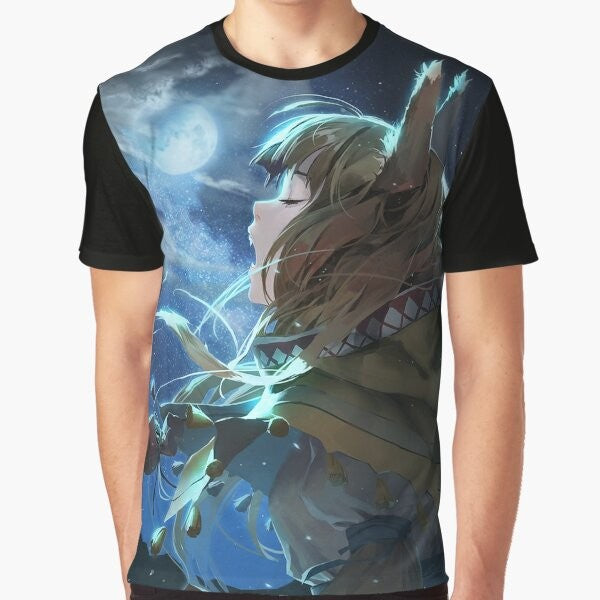 Horo anime character t-shirt, featuring the beloved wolf deity from Spice and Wolf manga and anime series