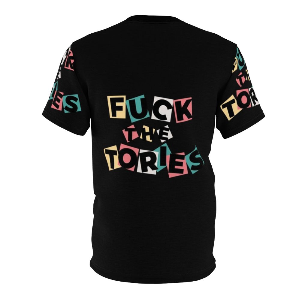 Anti-Tory political t-shirt with bold graphic design - Back