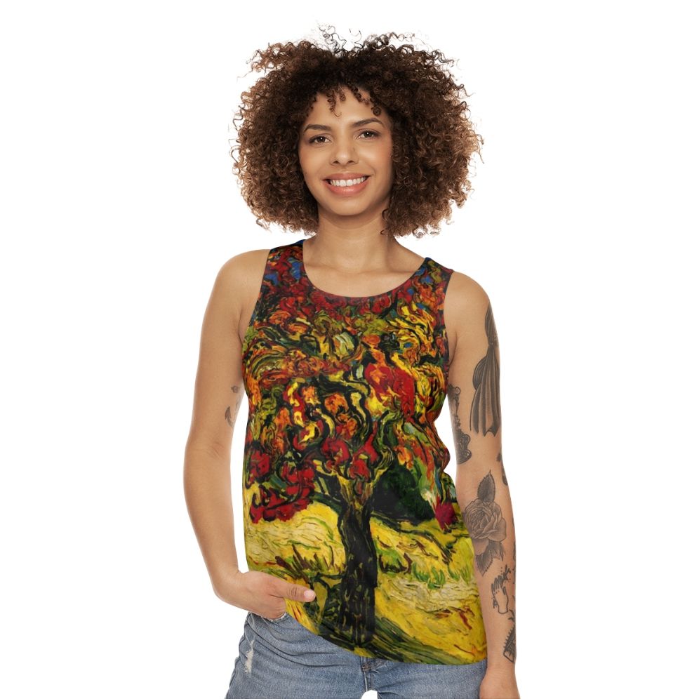 Unisex tank top with a colorful Van Gogh mulberry tree print - women