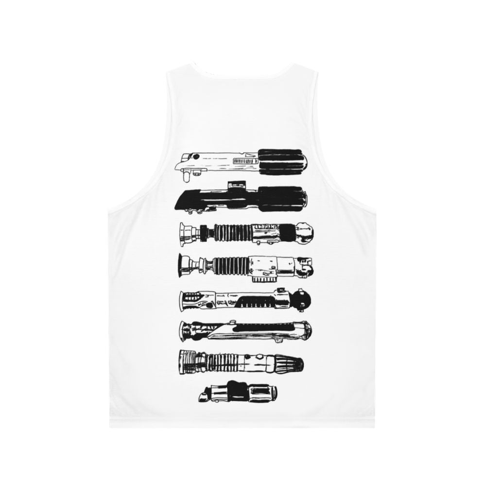 Minimalist Star Wars Lightsaber Jedi Unisex Tank Top - Back