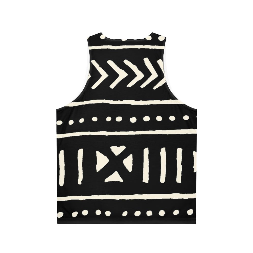 African Mud Cloth Unisex Tank Top in Black and White - Back