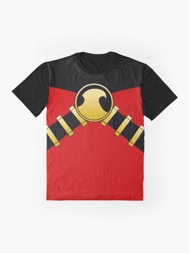 Red Robin superhero graphic t-shirt - Flat lay