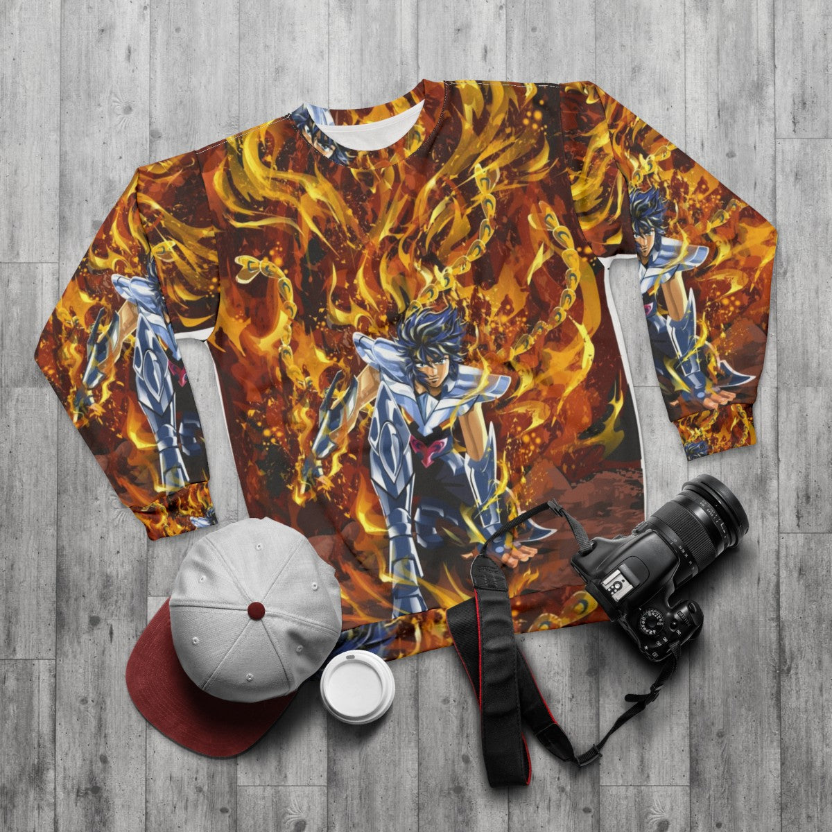 Ikki the Phoenix Anime Sweatshirt - flat lay