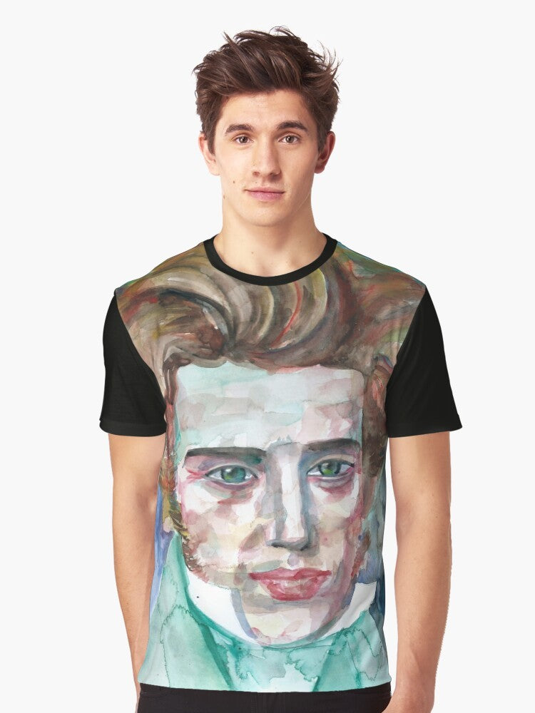 Soren Kierkegaard watercolor portrait graphic t-shirt - Men