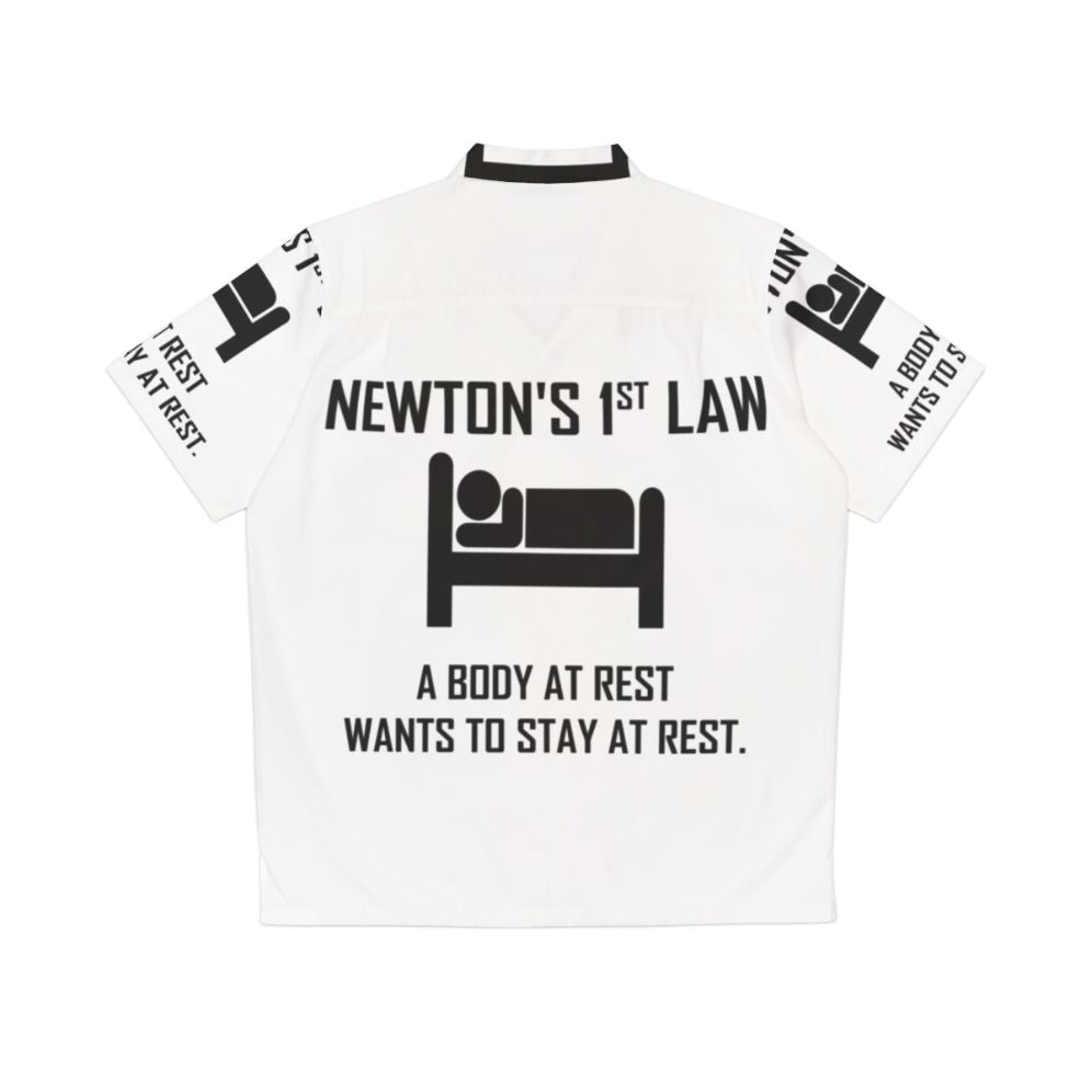 Newton's First Law Funny Physics Hawaiian Shirt - Back