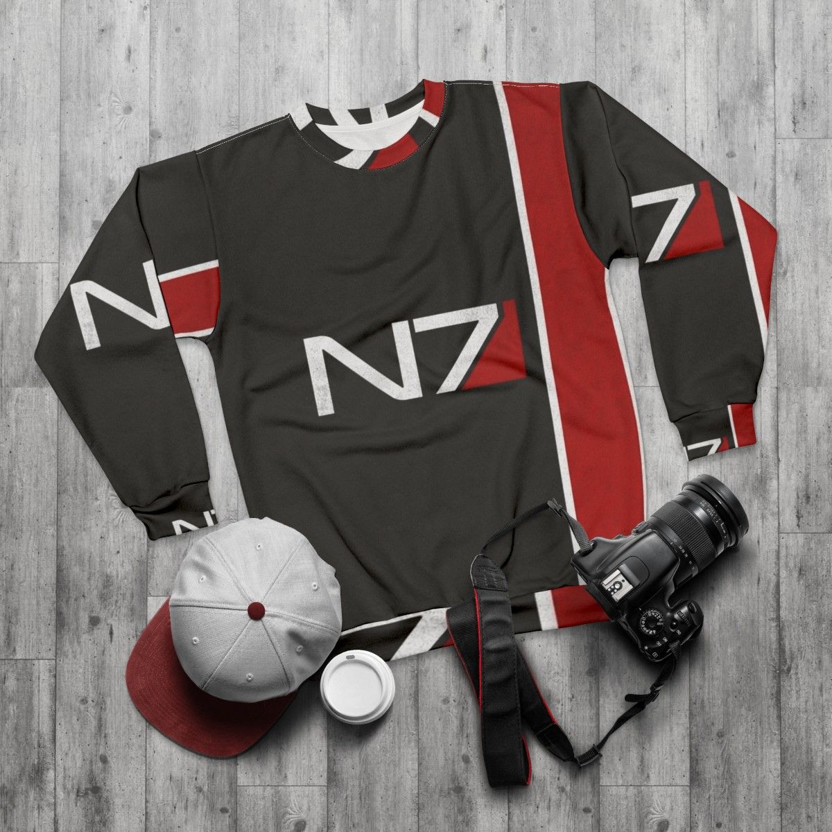 N7 Mass Effect Iconic Design Sweatshirt - flat lay