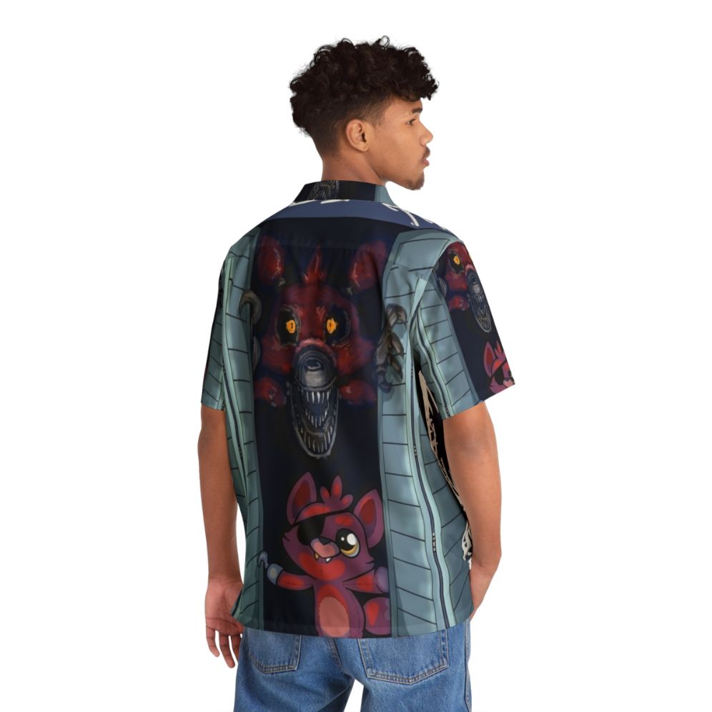 Tropical Hawaiian shirt for gamers with FNAF 4 and Foxy designs - People Back