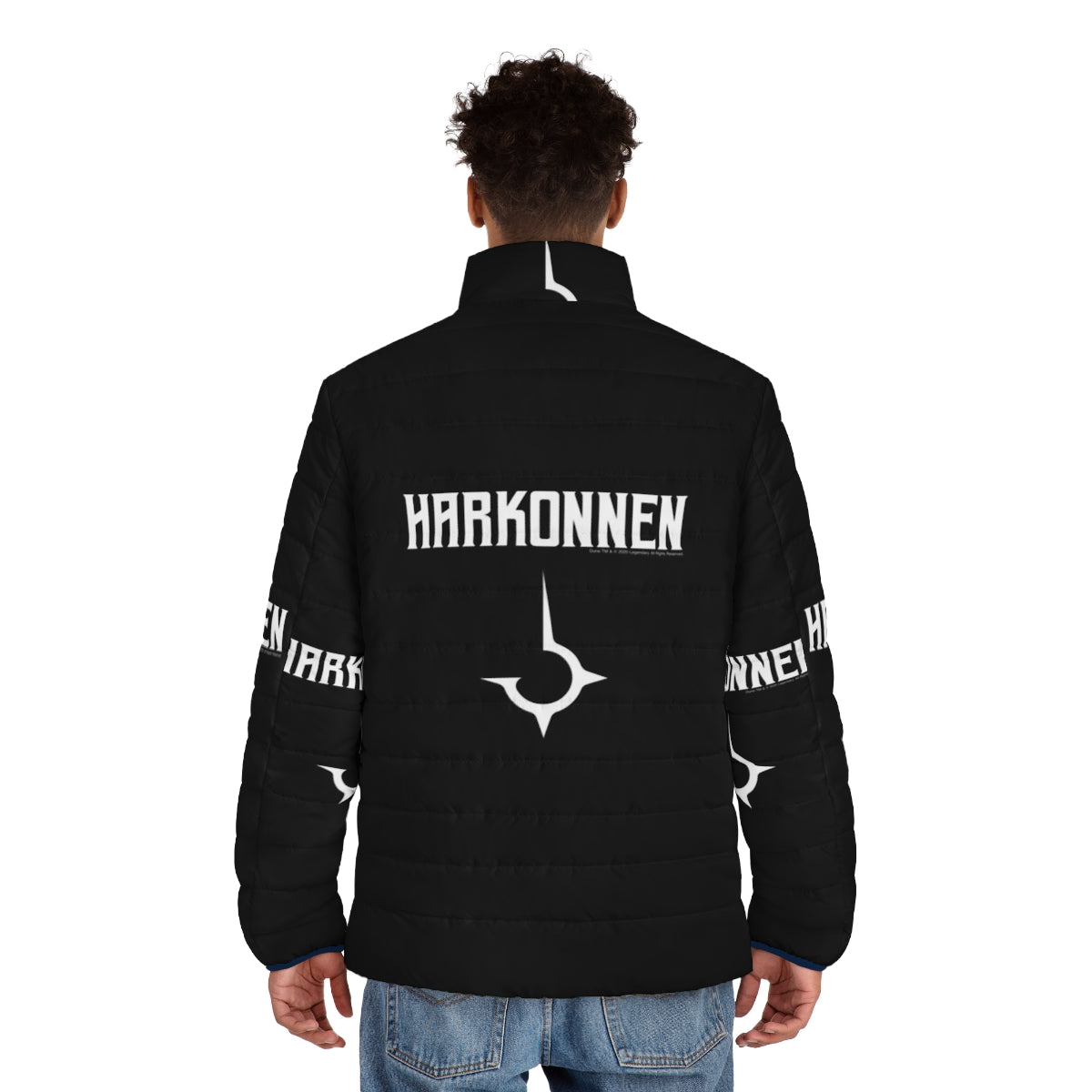 Dune House Harkonnen Puffer Jacket featuring the iconic Harkonnen emblem - men back