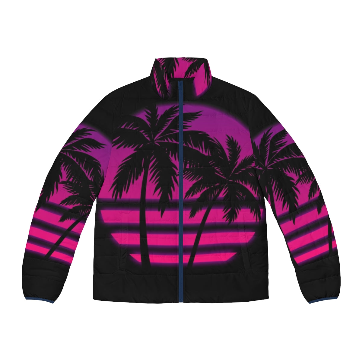 Miami Wave Puffer Jacket - Synthwave Aesthetic Outerwear