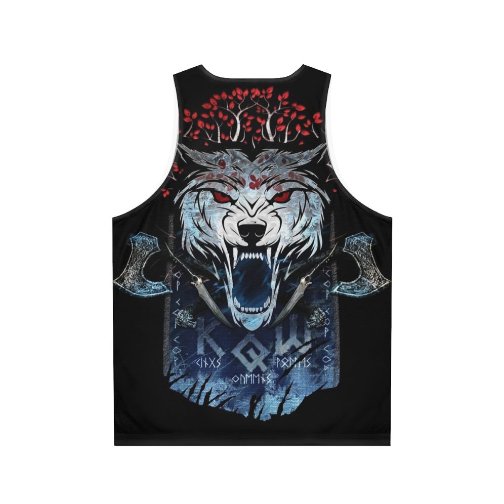 Unisex Wolf Print Tank Top - Back