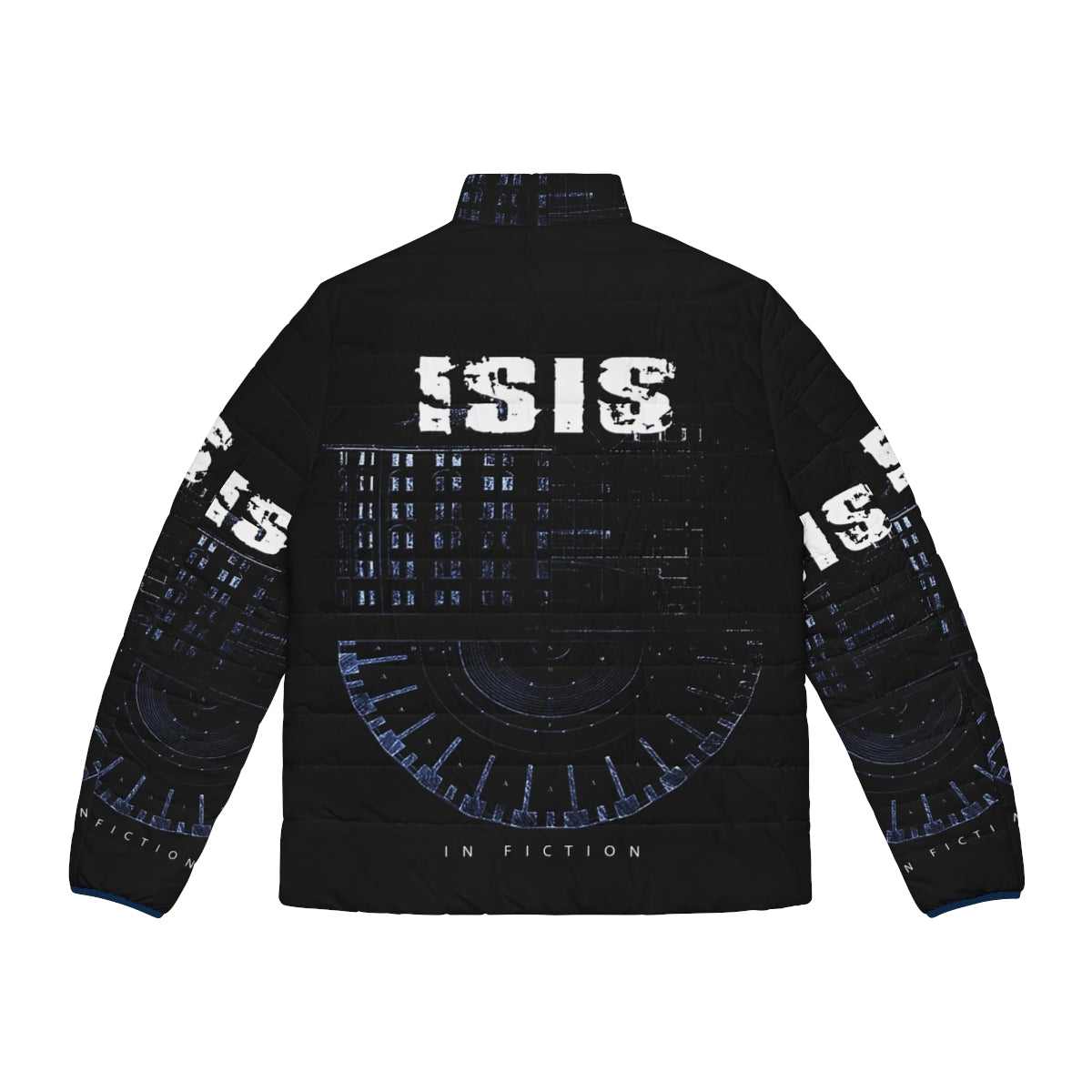 Isis In Fiction Hardcore Metal Puffer Jacket featuring focus keyword puffer jacket - Back