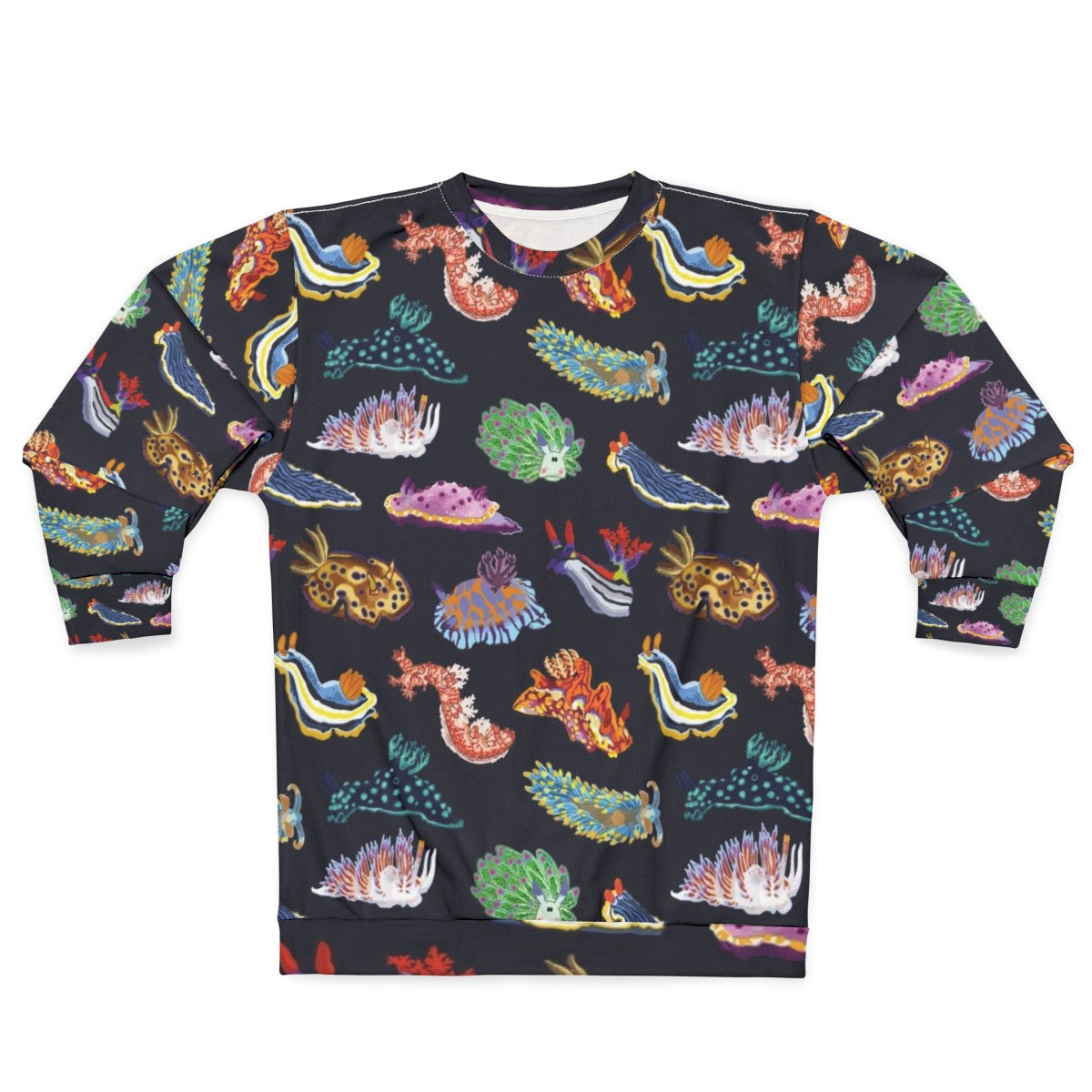 Colorful sea slug or nudibranch design on a sweatshirt