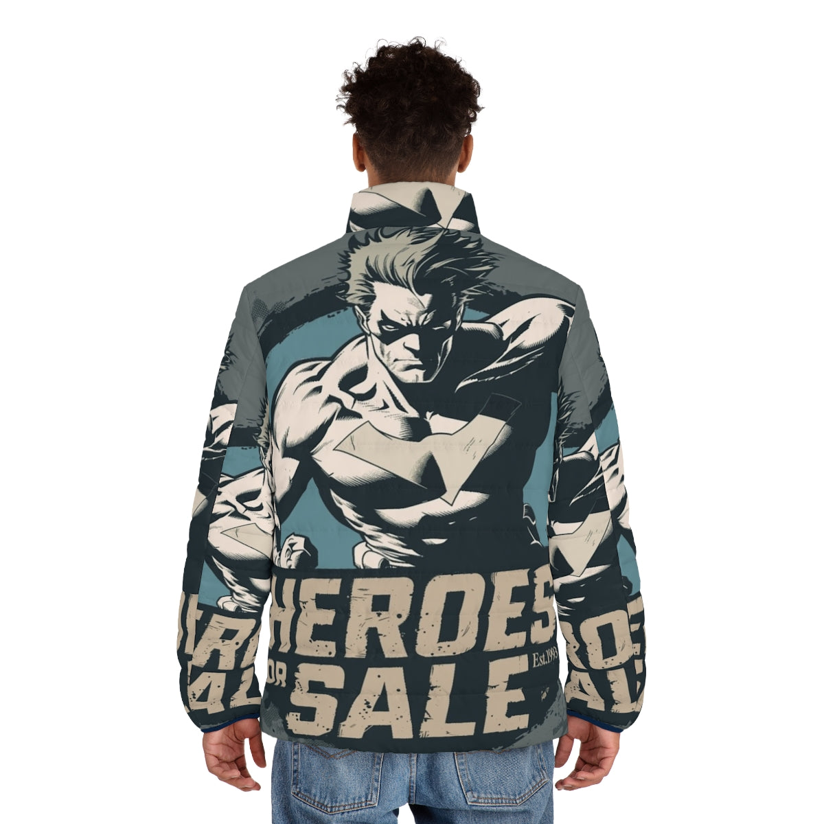 Heroes For Sale 1993 Solid Puffer Jacket - Superhero-inspired outerwear for fashion and function - men back