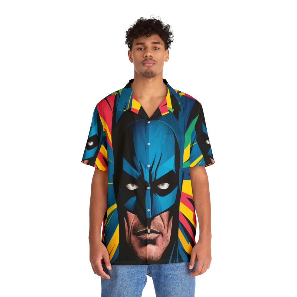 Superhero pop art colorful bat Hawaiian shirt - People Front