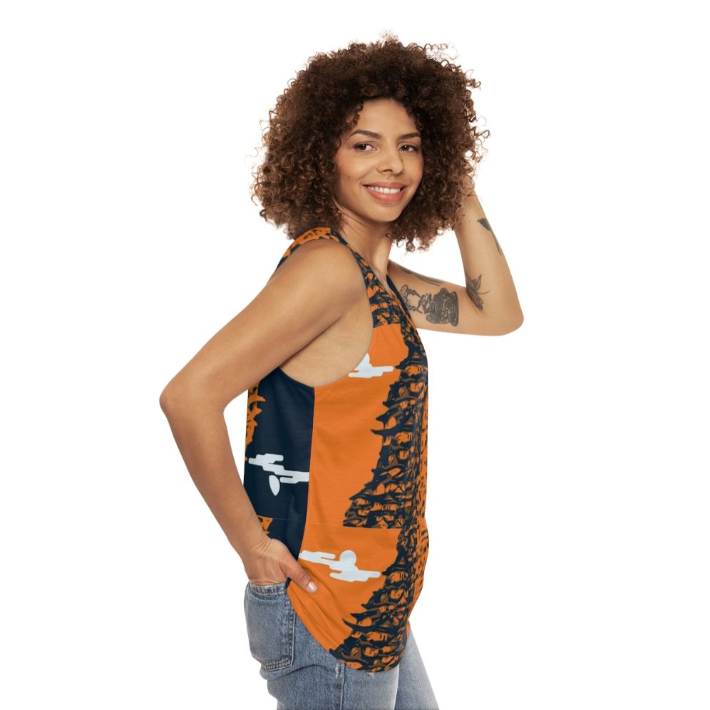 Houses Unisex Tank Top with Asian-Inspired Pattern - women side