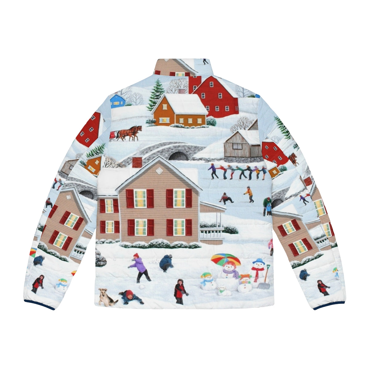 A cozy, insulated puffer jacket with a traditional, folkart-inspired design perfect for winter adventures. - Back