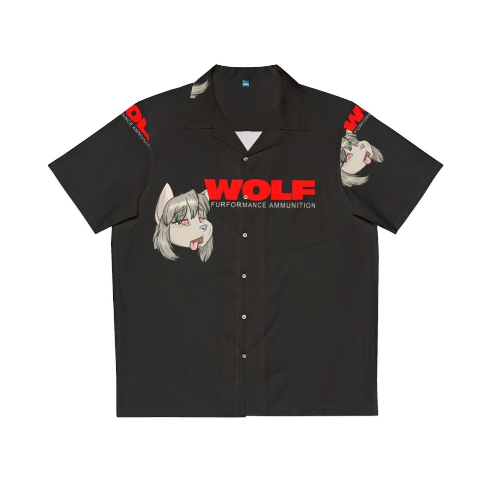 Vibrant wolf print Hawaiian shirt