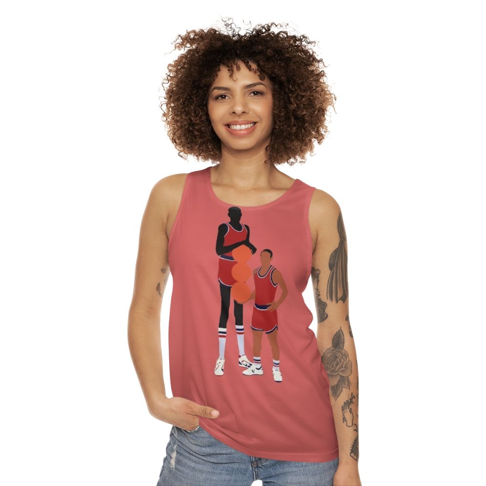 Manute Bol and Muggsy Bogues basketball art unisex tank top - women