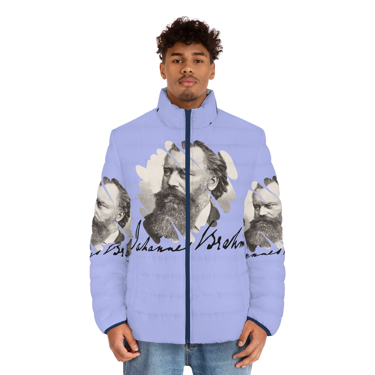 Johannes Brahms Puffer Jacket for Music Lovers and Classical Music Fans - men front