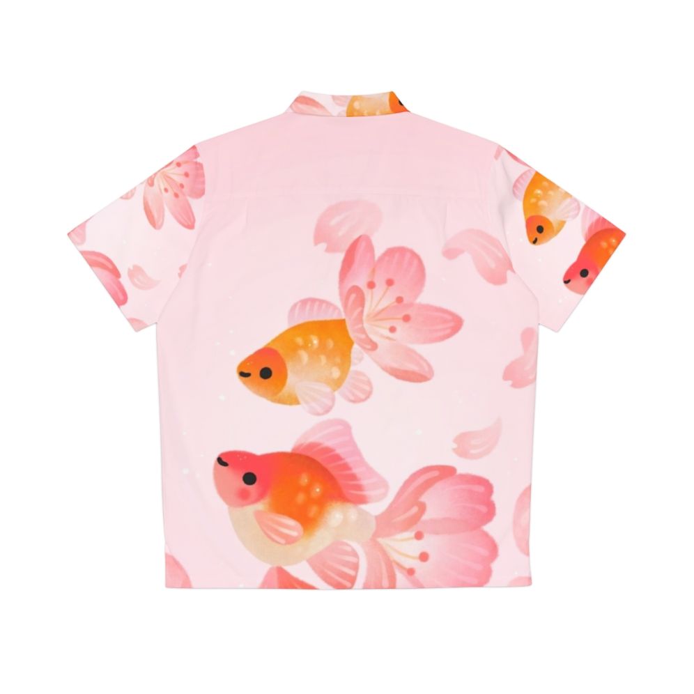 Cherry blossom and goldfish print Hawaiian shirt - Back