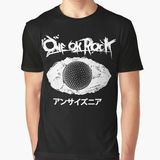 Vintage-style graphic t-shirt featuring the logo and name of the popular Japanese rock band One Ok Rock