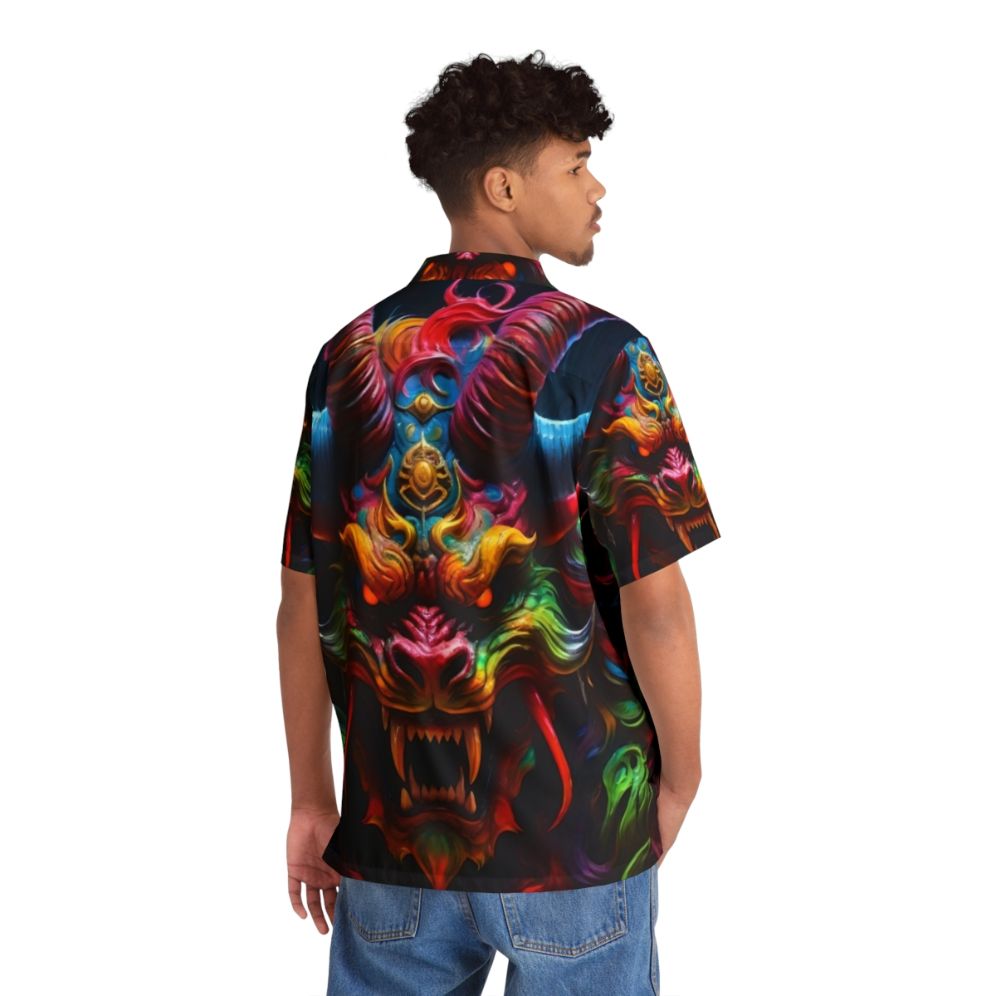 Demon Dragon Hawaiian Shirt with Japanese Tattoo Design - People Back