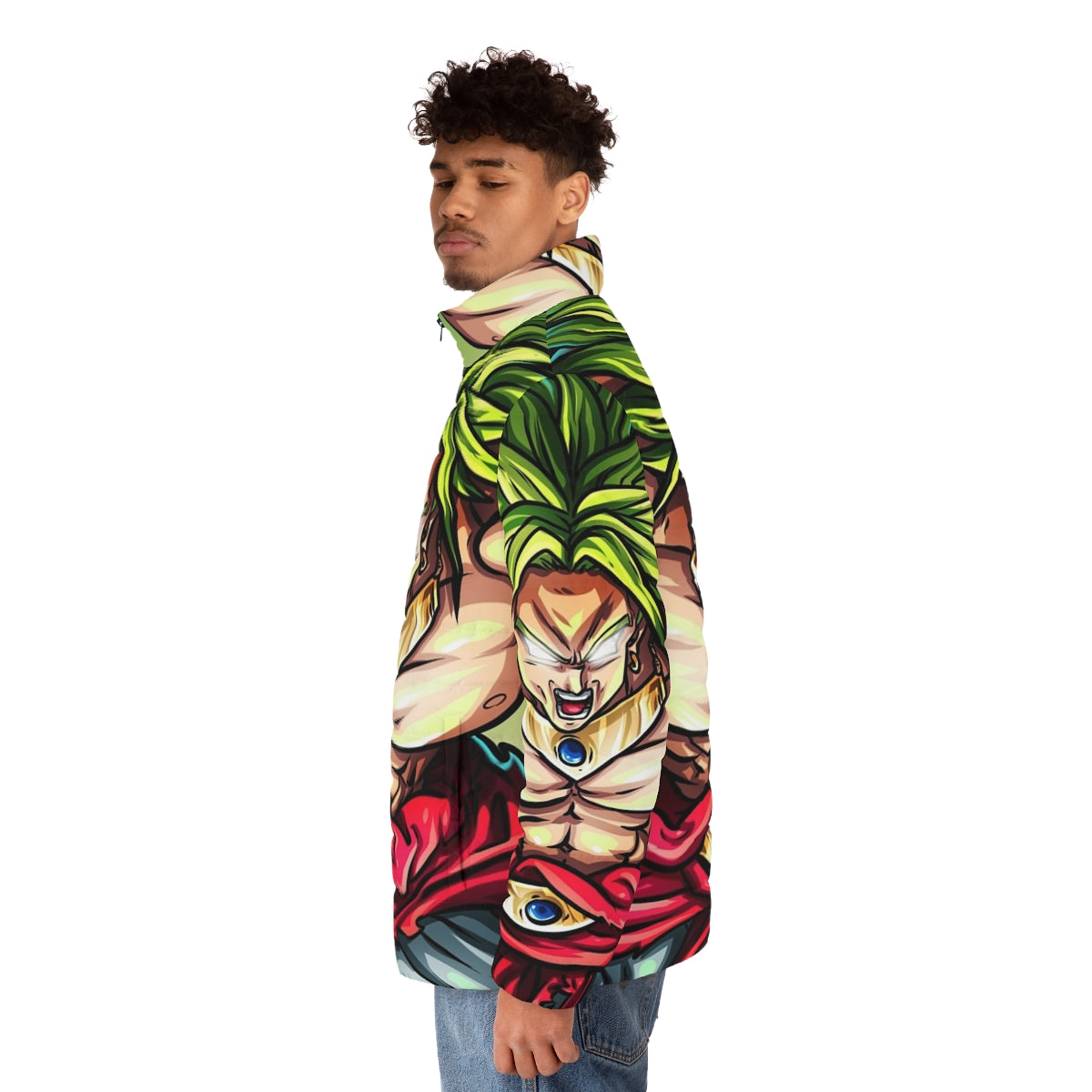 Broly Super Saiyan Puffer Jacket - Dragon Ball Inspired Anime Clothing - men side left