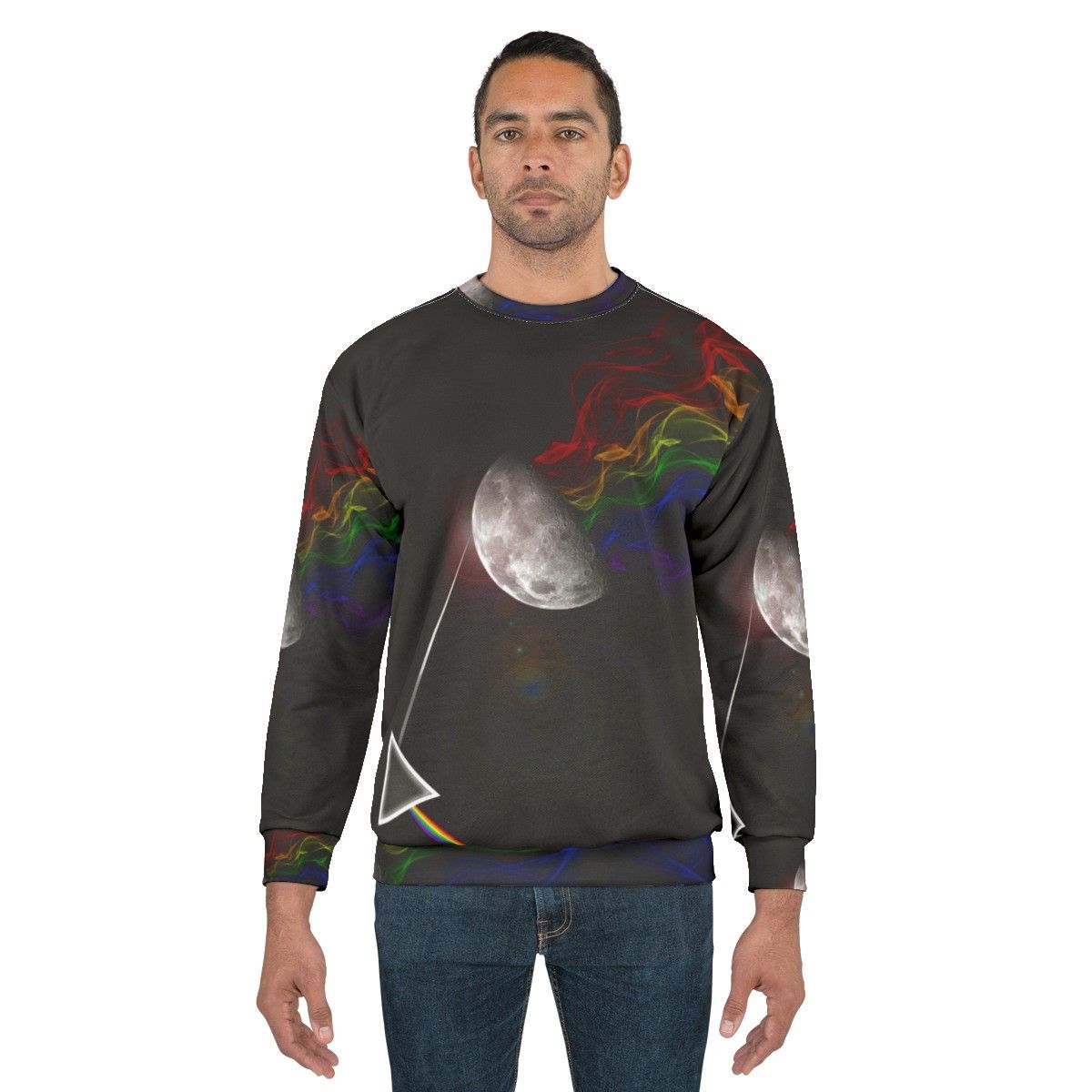 Dark Side of the Moon inspired Pink Floyd sweatshirt with abstract art - men