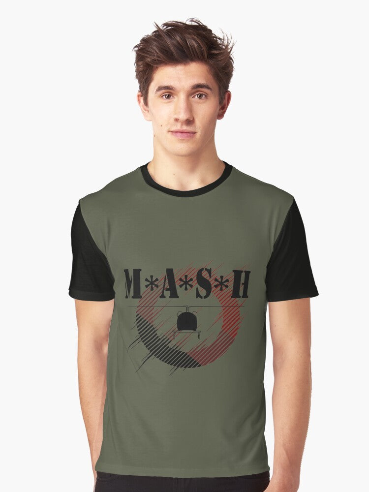 Vintage MASH Graphic T-Shirt featuring the iconic MASH TV show logo and characters. - Men