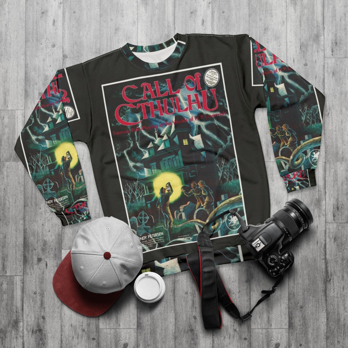 Call of Cthulhu 1st Edition Cover Sweatshirt featuring Cthulhu - flat lay