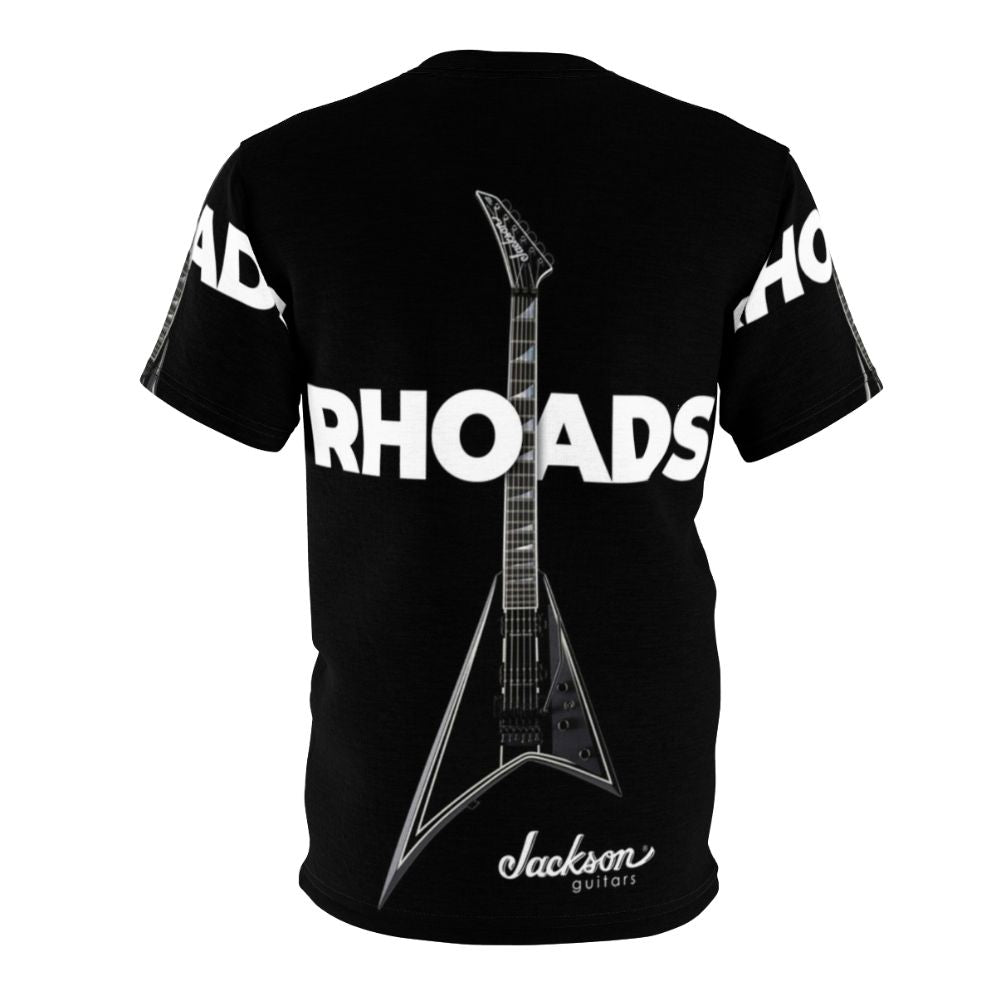 T-shirt featuring the iconic Jackson Rhoads guitar design, perfect for guitar and heavy metal music enthusiasts. - Back